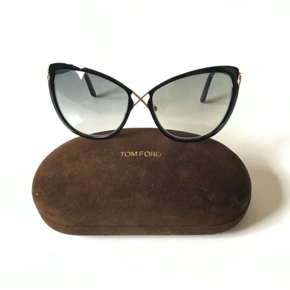 Tom Ford Celia Oversized Sunglasses Black Gradient TF 322 Cat Eye Plastic - Picture 3 of 12